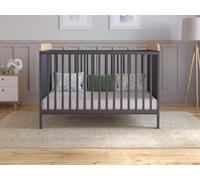 Love For Sleep Cuna Convertible en Cama 120x60 cm - con Colchón - Cuna Madera Antracita-Pino, Juego Completo de Cuna - Cuna Cama Bebe Convertible