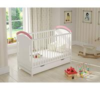 Love For Sleep Cuna Convertible en Cama 120x60 cm Rosa AMIE, de Madera con Barrera y Protectores de Dentición - Cuna-Cama para Bebé