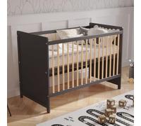 Love For Sleep Cuna Convertible en Cama 120x60 cm Tokyo de Madera de Pino Color Antracita con Barrera de Seguridad - Cuna-Cama para Bebé