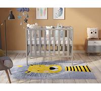 Love For Sleep Mini Cuna Bebe de Madera Gris 100x50 cm con Colchón Acolchado - Cuna Compacta para Bebé Que Ahorra Espacio