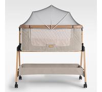 Love For Sleep SnooBee Next To Me Cuna Colecho & Cuna Independiente - 6 Niveles de Altura, Ruedas, colchón, Laterales de Malla Transpirable con mosquitera, Plegable con Bolsa (0-6 Meses) - Caqui/Pino