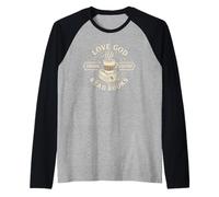 Love God Drink Coffee Read Books Christian Book Lover Camiseta Manga Raglan