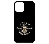 Love God Drink Coffee Read Books Christian Book Lover Carcasa para iPhone 12 Mini