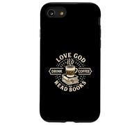 Love God Drink Coffee Read Books Christian Book Lover Carcasa para iPhone SE (2020) / 7/8