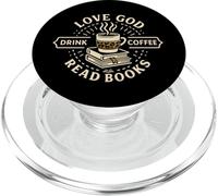 Love God Drink Coffee Read Books Christian Book Lover PopSockets PopGrip para MagSafe