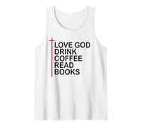Love God Drink Coffee Read Books Lover Christian Jesus Cross Camiseta sin Mangas