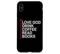 Love God Drink Coffee Read Books Lover Jesus Cross Christian Carcasa para iPhone XS MAX