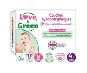 Love & Green Pañales Hipoalergénicos T4+ 9-20kg 42 pañales