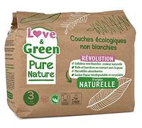 Love & Green Pure Nature Pañales Ecológicos sin Blanquear, Talla 3 (4-9 kg), pack de 6 x 42 pañales