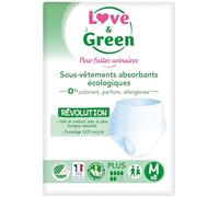 Love & Green - Ropa interior absorbente adulta hipoalergénica y ecológica Plus "Talla M" x8 - Mujeres y Hombres