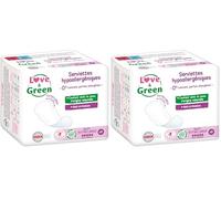 Love & Green Serviettes ecológicas "NOCHE EXTRA LARGE" - Certificadas Ecolabel - 9 piezas - 0% colorante, perfume, alérgenos (Paquete de 2)