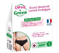 Love & Green - Shorty Menstrual Lavable Ecológico, Algodón Orgánico - Talla M (40) - Flujo Normal