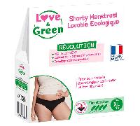 Love & Green - Shorty Menstrual Lavable Ecológico, Algodón Orgánico - Talla XL (44) - Flujo Normal