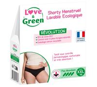 Love & Green - Shorty Menstrual Lavable Ecológico, Algodón Orgánico - Talla M (40) - Flujo Normal
