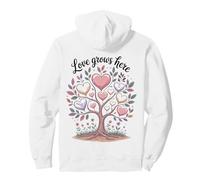Love Grows Here Corazón Árbol Romántico Diseño Sudadera con Capucha