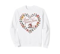 Love Grows Here - Diseño de cabaña con corazón Floral Sudadera