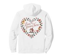 Love Grows Here - Diseño de cabaña con corazón Floral Sudadera con Capucha