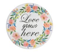 Love Grows Here - Imanes de cristal para nevera, diseño de corona verde para primavera, verano, retro, redondo, para nevera, imanes magnéticos, regalo para profesores, 4 unidades