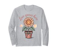 Love Grows Here - Obra de Arte Floral en Maceta de Girasol Manga Larga