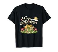 Love Grows Here Plant Parent Cottagecore Cottage Art Camiseta