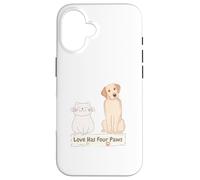 Love has Four Paws.El Perro y el Gato Tienen Cuatro Patas. Carcasa para iPhone 16