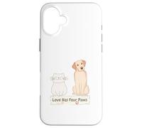 Love has Four Paws.El Perro y el Gato Tienen Cuatro Patas. Carcasa para iPhone 16 Plus