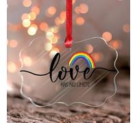 Love Has No Limits - Adornos redondos para ventana, diseño de orgullo progresivo, gay, LGBTQ, arcoíris, recuerdo, bisexual, no binario, lesbiana, transgénero, acrílico, Navidad, regalos para