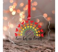 Love Has No Limits - Panel acrílico para pared, diseño de orgullo progresivo, gay, LGBTQ, arco iris, para ventana, recuerdo, festividades, decoración del hogar, colgante redondo transparente para