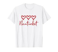 Love Heart Nantucket Corazones Rojos rústicos ama la Playa Cape Cod Camiseta