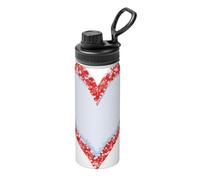 Love Heart Pattern On The Snow - Botella de agua aislada a granel, de acero inoxidable, con tapa, para adultos, ideal para uso diario y actividades al aire libre
