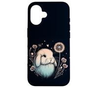 Love Holland Lop Conejito de Acuarela Floral Diente de león Carcasa para iPhone 16