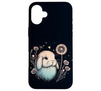 Love Holland Lop Conejito de Acuarela Floral Diente de león Carcasa para iPhone 16 Plus