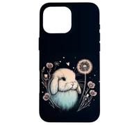 Love Holland Lop Conejito de Acuarela Floral Diente de león Carcasa para iPhone 16 Pro MAX