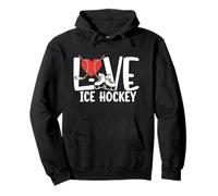 Love Ice Hockey Cute Skates Stick and Puck Sports Fan Player Sudadera con Capucha