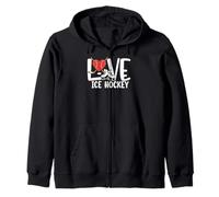 Love Ice Hockey Cute Skates Stick and Puck Sports Fan Player Sudadera con Capucha