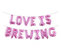 Love is Brewing - Globos multicolores, decoración de guirnalda de fiesta de compromiso con temática de café, bar, despedida de soltera, boda, compromiso, fiesta (Love is Brewing, rojo rosa)