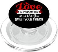 Love is Everywhere So is Flu Wash Your Hands Nurse Valentine PopSockets PopGrip para MagSafe