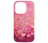 Love is in The Air Pink Hearts Valentine Carcasa para iPhone 14 Pro
