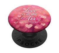 Love is in The Air Pink Hearts Valentine PopSockets PopGrip Adhesivo