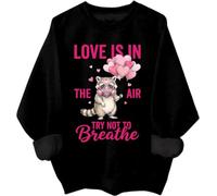 Love Is In The Air Try Not Breathe - Sudadera y sudadera con capucha divertida para el día de San Valentín con diseño de mapache, Negro, L