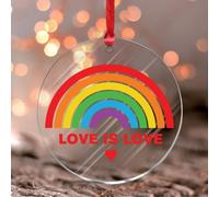 Love Is Love - Adorno acrílico manchado para ventana, diseño de derechos humanos LGBTQ BLM, adorno redondo de recuerdo, arco iris, colores vibrantes, bolas de Navidad, regalos de cumpleaños para