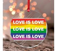 Love Is Love - Adornos colgantes para lesbiana, gay, bisexual, transgénero, asexual, redondo, recuerdo, arcoíris, colores vibrantes, bolas de Navidad, regalos para abuela, día de la madre, cumpleaños