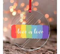 Love Is Love - Colgante de ventana de colores vibrantes, diseño de vidrieras de colores vibrantes, decoración rústica y transparente, acrílico redondo, regalo para él y ella