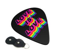 Love is love LGBT Pride Rainbow Gay Juego de 6 púas de guitarra con estuche de almacenamiento. Compatible con guitarras eléctricas y acústicas de 0,46 mm.