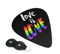 Love is love LGBT Pride Rainbow Gay Juego de 6 púas de guitarra con estuche de almacenamiento. Compatible con guitarras eléctricas y acústicas de 0,96 mm.