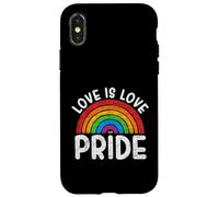 Love is Love Pride LGBTQ Orgullosa aliada Rainbow Heart Queer LGBT Carcasa para iPhone X/XS