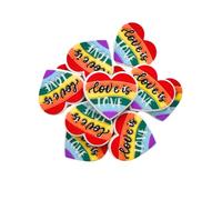 Love is Love Rainbow Heart - Cuentas focales de silicona | Paquete de 12 unidades de orgullo gay para perchas frescas con cuentas de 1 pulgada al por mayor llavero letras