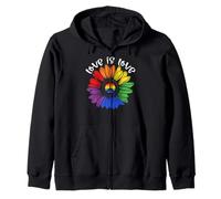 Love is Love Rainbow Sunflower LGBT Gay Sudadera con Capucha