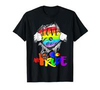 Love Is Love Rainbow Tearing Inside Bandera LGBT Camiseta