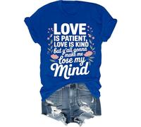 Love is Patient Love is Kind, camiseta de manga corta con versículo bíblico cristiano y sarcástico para hombre y mujer, azul real, XL